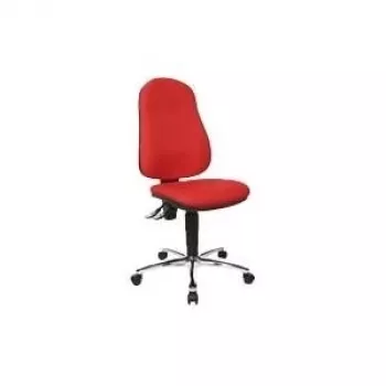 TOPSTAR Point 60 roter Drehstuhl mit Permanent-Kontakt-Mechanik, höhenverstellbarer Rückenlehne, festen T2-Armlehnen, lastabhängig gebremsten Rollen, GS-zertifiziert 8169G21
