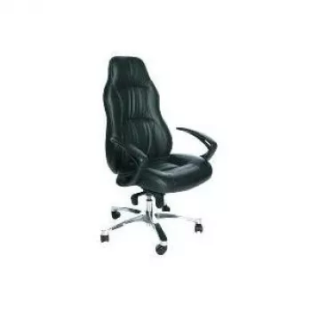 TOPSTAR RS90F AD0 Chefsessel, schwarzes Gewebe, poliertes Aluminiumgestell, Synchronmechanik, Loop-Armlehnen