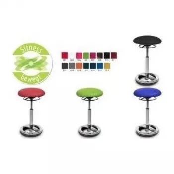 Topstar Sitness High Bob Ergonomischer Hocker, Schwarzer Polyester-Sitz, Stufenlose Höhenverstellung 580-830 mm, Polierter Aluminium-Ringfuß, 110 kg Belastbarkeit SU59 BR0