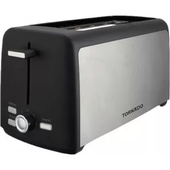 Tornado TTA-7402-GS Toaster - 2 Scheiben 1400W Pop-Up Toaster mit 7 Bräunungsstufen, Schwarz/Silber