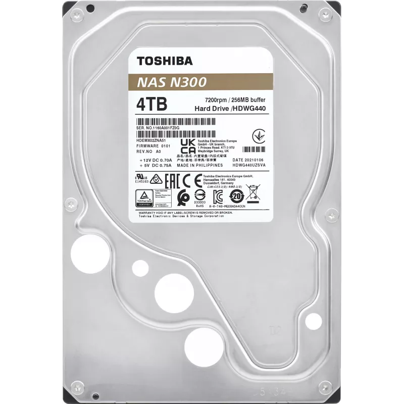 Toshiba N300 NAS 4TB Interne Festplatte 3,5 Zoll SATA 6Gb/s 7200RPM 128MB Cache