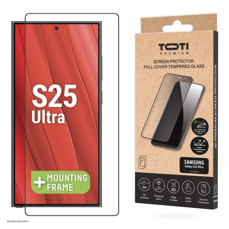 TOTI PREMIUM 3D Displayschutzglas aus gehärtetem Glas, Vollabdeckung für Samsung Galaxy S25 Ultra