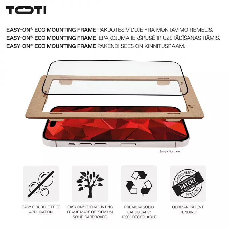 TOTI PREMIUM PREMIUM TEMPERED Screen Protector Glass 3D Full Cover für Apple iPhone 17/16 Pro
