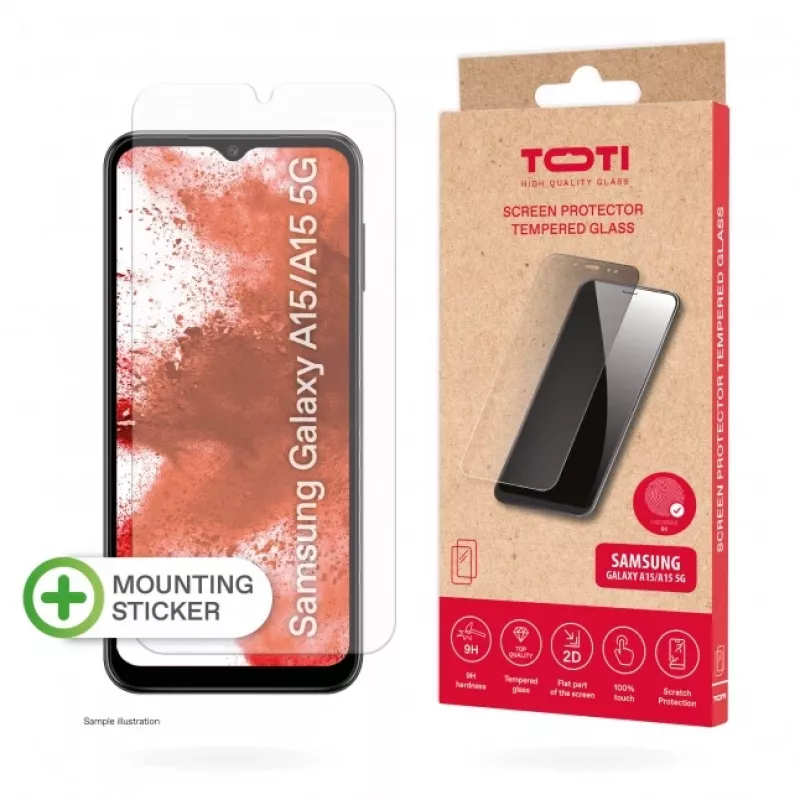 TOTI Tempered Glass 2D Screen Protector für Samsung Galaxy A15/A15 5G, Transparent
