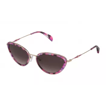 TOUS Damen-Sonnenbrille STO387-550GED Havana Braun Acetat Rechteckig Gradient