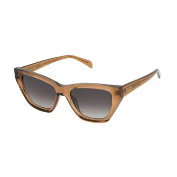 TOUS Damen-Sonnenbrille STOB85-530D67 Brown Havana Butterfly Acetatrahmen mit braunen Gradienten-Polycarbonatgläsern 53/15/140 mm