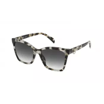 TOUS Damen Sonnenbrille STOB50-550ALC Havana Acetat Square Frame Grau Verlaufsglas 55/18/140 mm