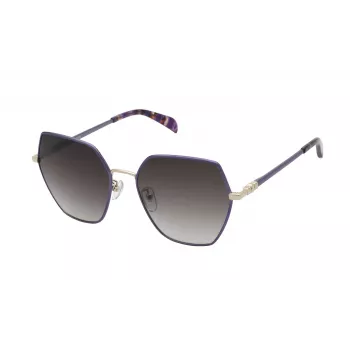 TOUS Damen Sonnenbrille STO461-570E66 Havanna Braun Acetat Vollrand Modifiziert Quadratisch