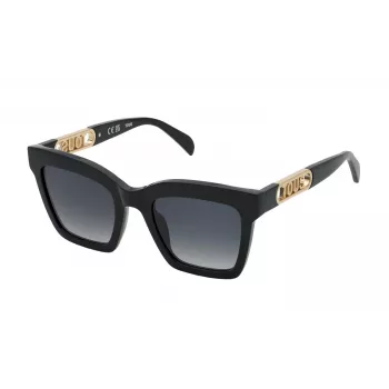 TOUS Damen Sonnenbrille STOB91-520700 Schwarzer Acetatrahmen eckig graue Polycarbonatgläser UV400 52/22/140 mm