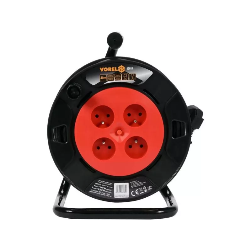 TOYA VOREL 82682 Kabeltrommel 4 Steckdosen 30m H05VV-F 3G1.5 mit Thermoschutz