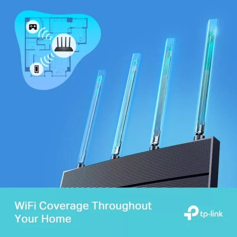 TP-Link Archer AX18 Wi-Fi 6 Dual-Band Gigabit Wireless Router (AX1800, 4x Gigabit LAN, Schwarz)