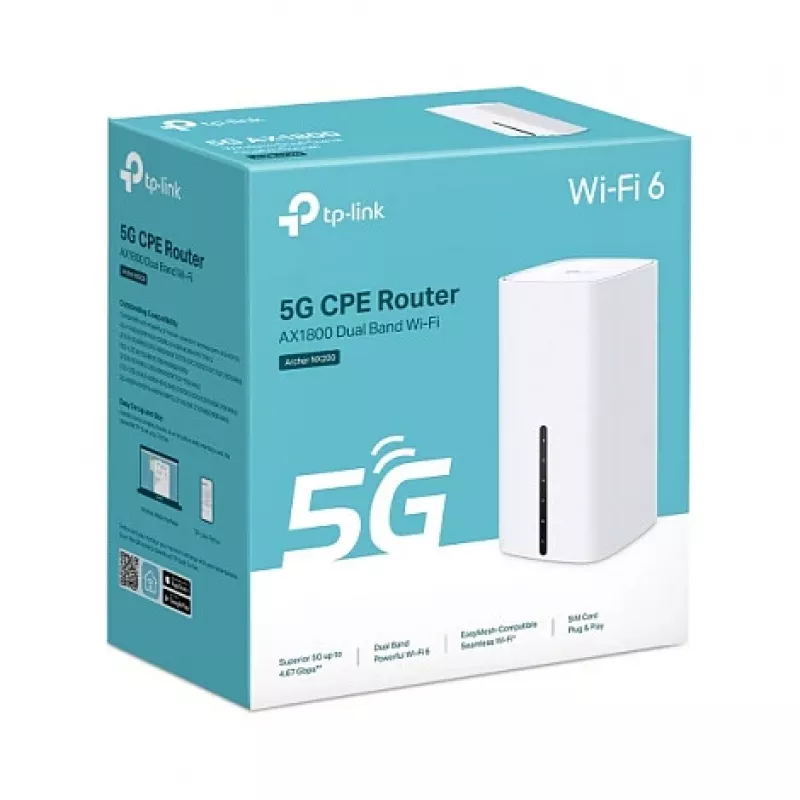 TP-Link Archer NX200 V1 AX1800 Dual-Band Wi-Fi 6 Router mit 4 Gigabit LAN-Ports, USB 2.0, Schwarz