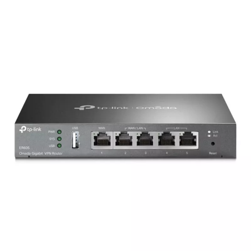 TP-LINK ER605 SafeStream Router - Gigabit VPN Router mit 4-Port Switch, 3 WAN-Ports, wandmontierbar