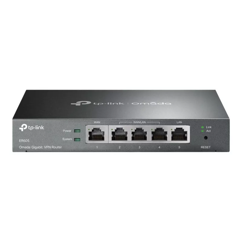 TP-LINK ER605 SafeStream Router - Gigabit VPN Router mit 4-Port Switch, 3 WAN-Ports, wandmontierbar