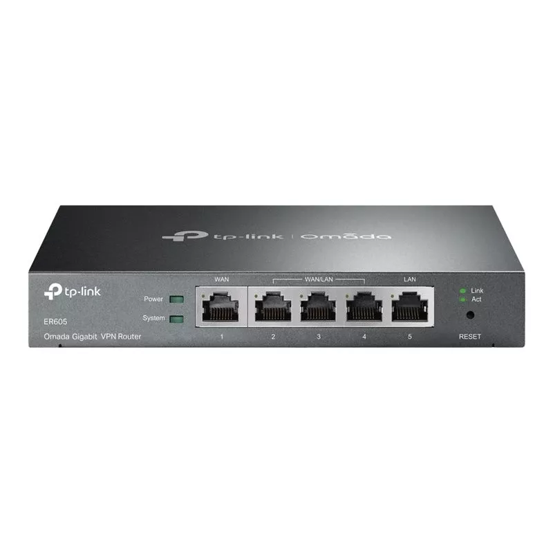 TP-LINK ER605 SafeStream Router - Gigabit VPN Router mit 4-Port Switch, 3 WAN-Ports, wandmontierbar