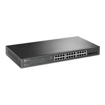 TP-Link JetStream 28-Port Gigabit Smart PoE+ Switch mit 24-PoE+-Ports und 4 SFP-Steckplätzen