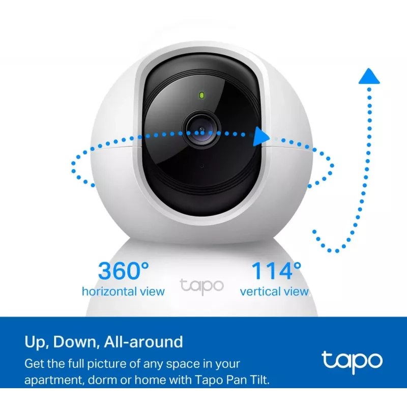 TP-Link Tapo C200C Schwenk-/Neige-WLAN-Überwachungskamera - 1080p Full HD, 360° horizontaler Bereich, Zwei-Wege-Audio, Nachtsicht bis 9m, MicroSD bis 256GB, Weiß
