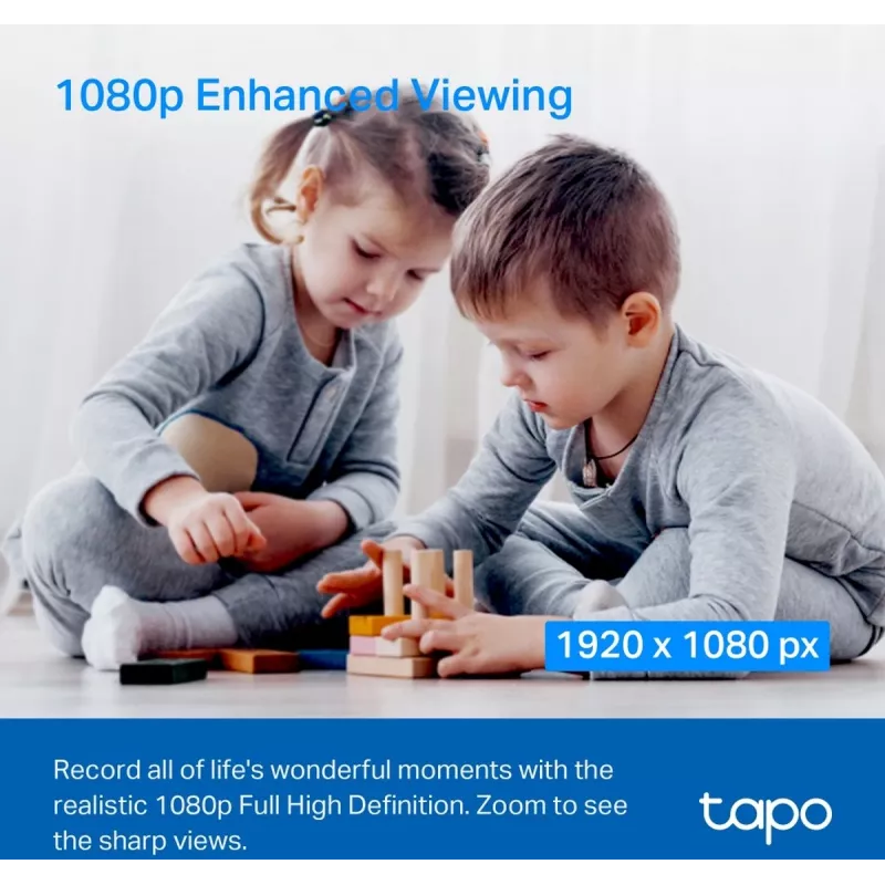 TP-Link Tapo C200C Schwenk-/Neige-WLAN-Überwachungskamera - 1080p Full HD, 360° horizontaler Bereich, Zwei-Wege-Audio, Nachtsicht bis 9m, MicroSD bis 256GB, Weiß
