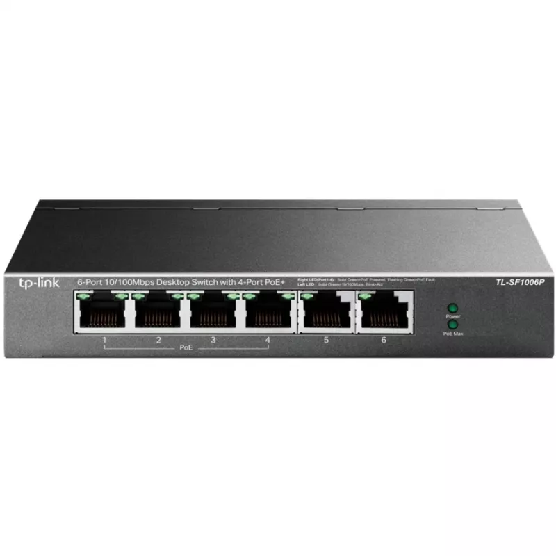 TP-LINK TL-SF1006P 6-Port 10/100 Mbps Desktop Switch mit 4-Port PoE+ (67W)