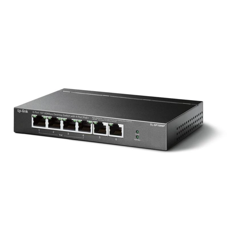 TP-LINK TL-SF1006P 6-Port 10/100 Mbps Desktop Switch mit 4-Port PoE+ (67W)