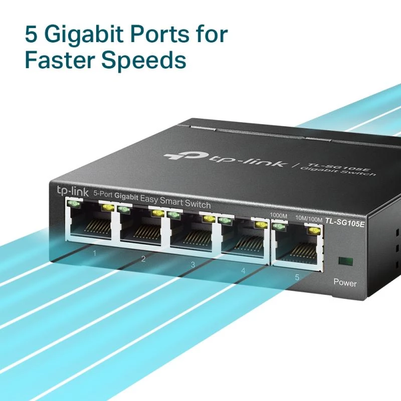 TP-LINK TL-SG105E(UN) Managed L2 Gigabit Ethernet Switch, 5 Ports, 10/100/1000 Mbps