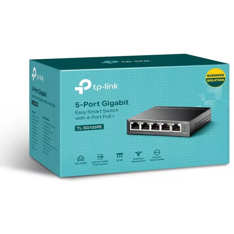 TP-Link TL-SG105PE Easy Smart Gigabit Switch mit 4-Port PoE+