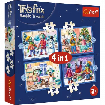 TREFL PUZZLE 4-in-1 Puzzle – Es schneit bei den Trefliks – Trefl 34657