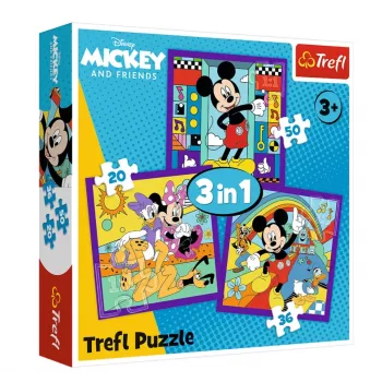 TREFL PUZZLE Puzzle – 3-in-1 (20, 36, 50 Teile) – Mickey und sein fröhliches Team – Mickey Maus und Freunde – Trefl 34894