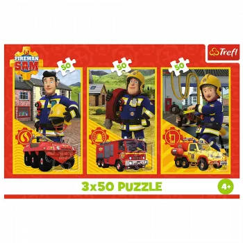 TREFL PUZZLE Puzzle - 3x50 - Fireman Sam Feuerwache Besatzung