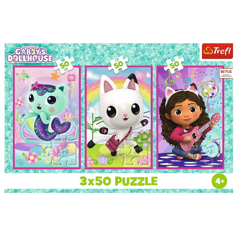 TREFL PUZZLE Puzzle 3x50 - Meet Gabby and the Gabbys Dollhouse Trefl 34876