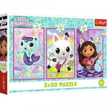 TREFL PUZZLE Puzzle 3x50 - Meet Gabby and the Gabbys Dollhouse Trefl 34876