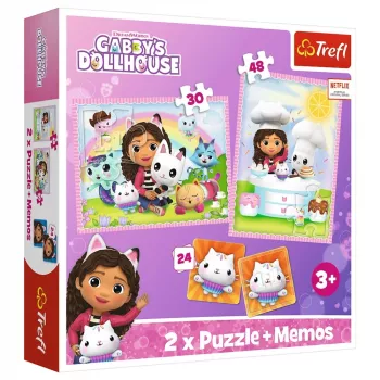 TREFL PUZZLE Puzzle - 4 in 1 - Gabi mit einem Katzenfreund - Gabis Katzenhaus - Trefl 93382