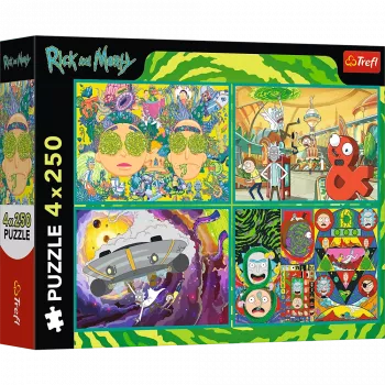 TREFL PUZZLE Puzzle - 4x250 - The Crazy World of Rick and Morty - Warner Rick and Morty Trefl 13338