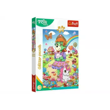 TREFL PUZZLE Puzzle mit Glitzer Treflik Family 100 Stk. Glitzer Trefliki Trefl 14833