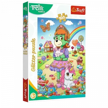 TREFL PUZZLE Puzzle mit Glitzer Treflik Family 100 Stk. Glitzer Trefliki Trefl 14833