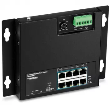 TRENDnet TI-PG102F Industrial 8-Port Gigabit PoE+ Switch (240W, DIN-Rail, IP30, lüfterlos)