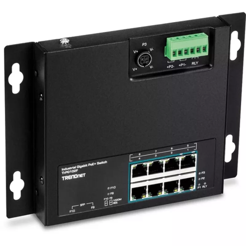 TRENDnet TI-PG102F Industrial 8-Port Gigabit PoE+ Switch (240W, DIN-Rail, IP30, lüfterlos)