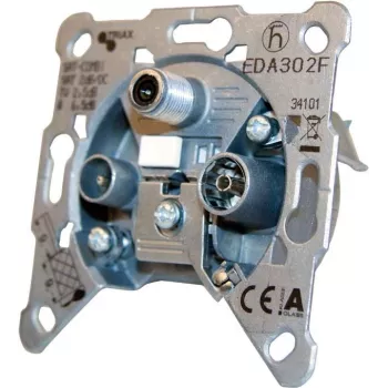 TRIAX EDA302F 3-fach Antennen-Enddose, 2 dB Dämpfung, TV/Radio/SAT, Unterputz, Druckguss-Metall 306121