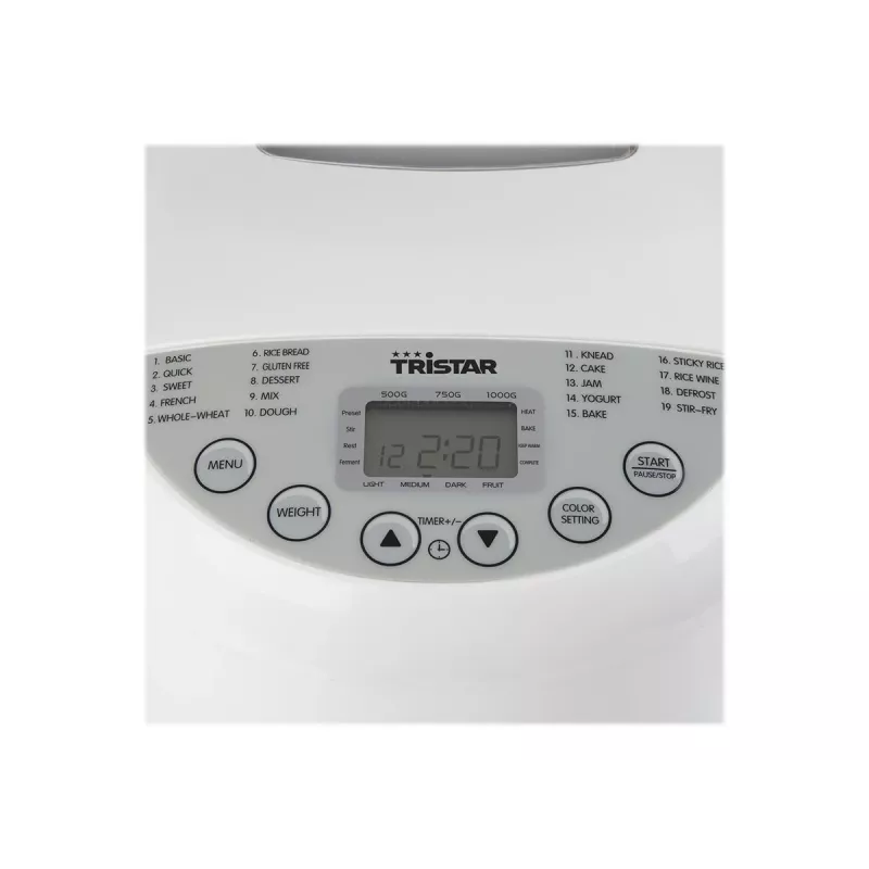 Tristar BM-4586 Brotbackautomat 550W, 19 Programme, 750g-900g, LCD, Antihaftbeschichteter Topf, Schwarz