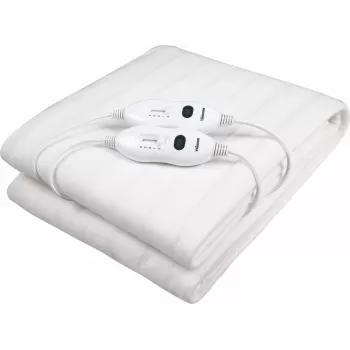 Tristar BW-4752 Elektrische Heizdecke Doppelbett 160 x 140 cm Weiß Polyester 120 W 3 Heizstufen 2 Abnehmbare Steuergeräte Maschinenwaschbar Überhitzungsschutz Automatische Abschaltung