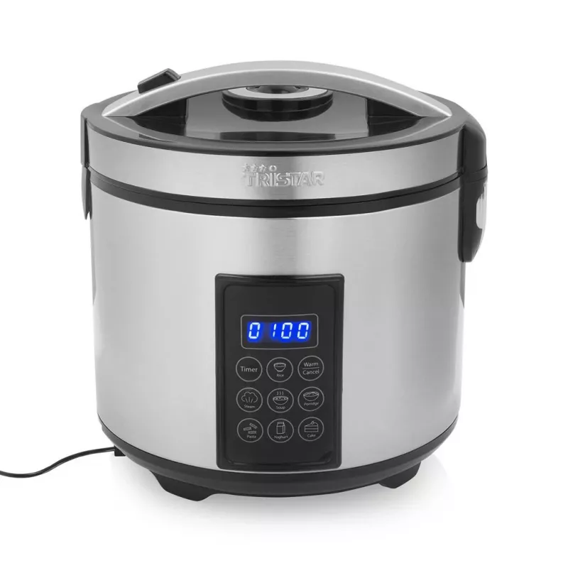 Tristar RK-6138 Digitaler Reis- und Dampfgarer, 1,5 L, 500 W, Edelstahl und Kunststoff, Schwarz