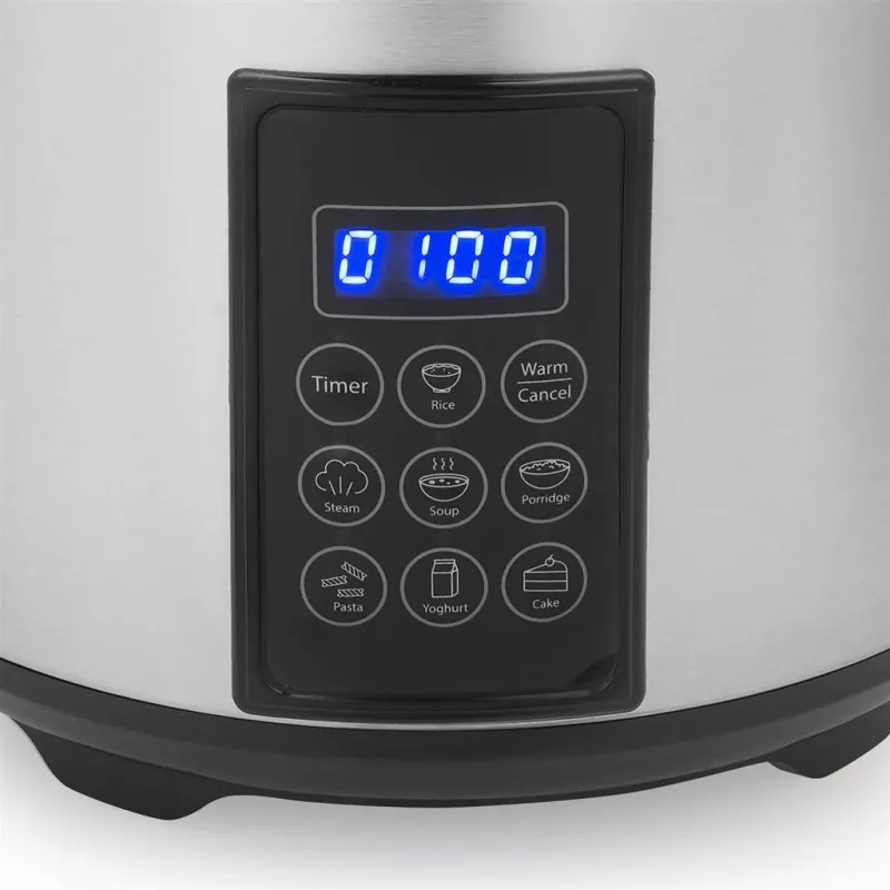Tristar RK-6138 Digitaler Reis- und Dampfgarer, 1,5 L, 500 W, Edelstahl und Kunststoff, Schwarz