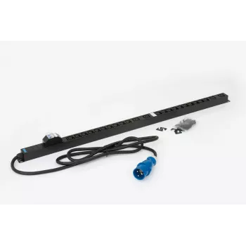 TRITON RAB-PD-X53-A1 Vertikale Rack-PDU, 24-Ausgang 400V 32A 3-Phasen-Stromverteilungseinheit, 20x C13 + 4x C19, CEE 32A Stecker, 22kW, 0U, Schwarz