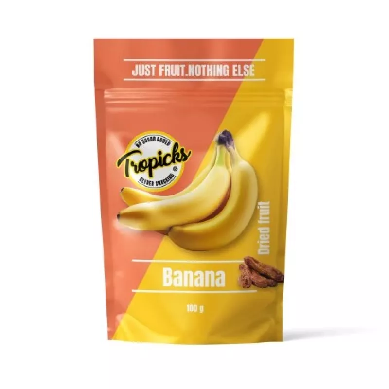 Tropicks Dried Banana 100 g – Knusprige süße Bananenchips mit Kokosöl und Honig