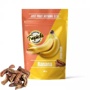 Tropicks Dried Banana 100 g – Knusprige süße Bananenchips mit Kokosöl und Honig