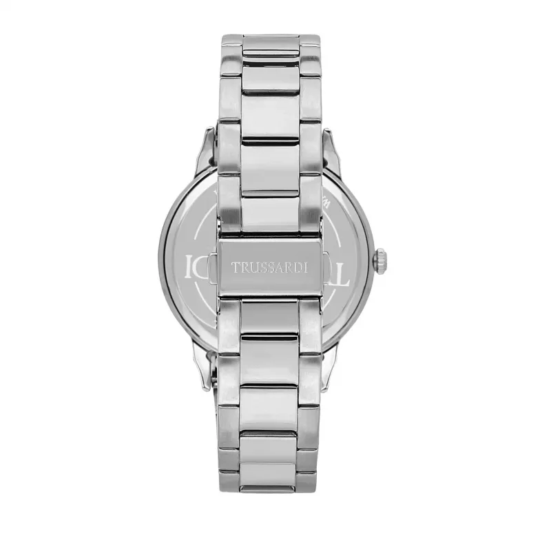 Trussardi Herren T-Logo Quarzuhr R2453141009 43mm blaues Zifferblatt silbernes Edelstahl