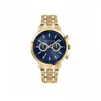 Trussardi Herrenuhr R2453147002 43mm blaues Zifferblatt Lederarmband