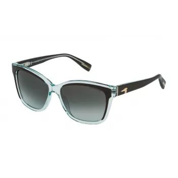 TRUSSARDI Damen-Sonnenbrille STR0775607U2 Havana Acetat Butterfly-Fassung Braune Gradientengläser 56mm