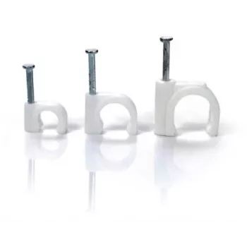 TRYTYT FLOP-O6 Rundkabel-Clip mit Nagel, Weiß, 6 mm, 100 Stück