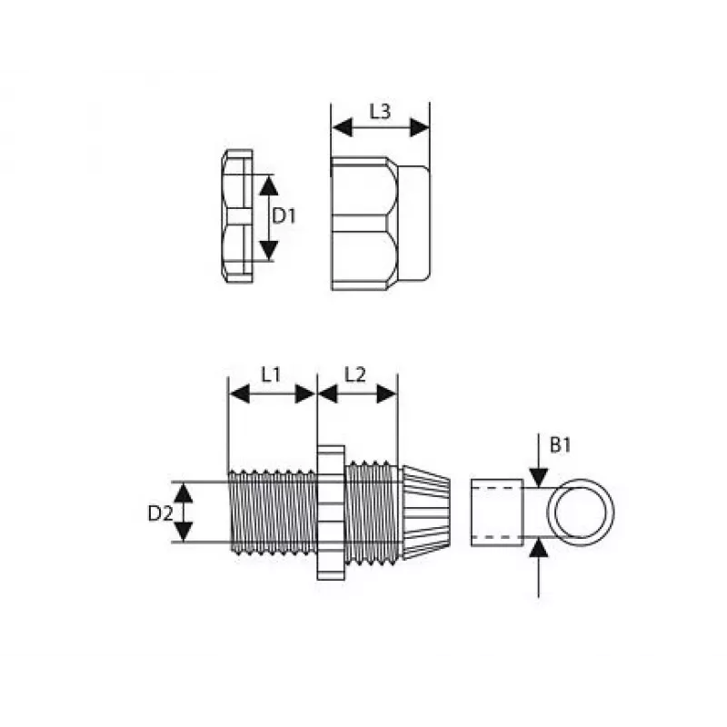 TRYTYT PG13.5 Kabelverschraubung Hellgrau PA6 IP68 für 6-12mm Kabel (1 Stück)